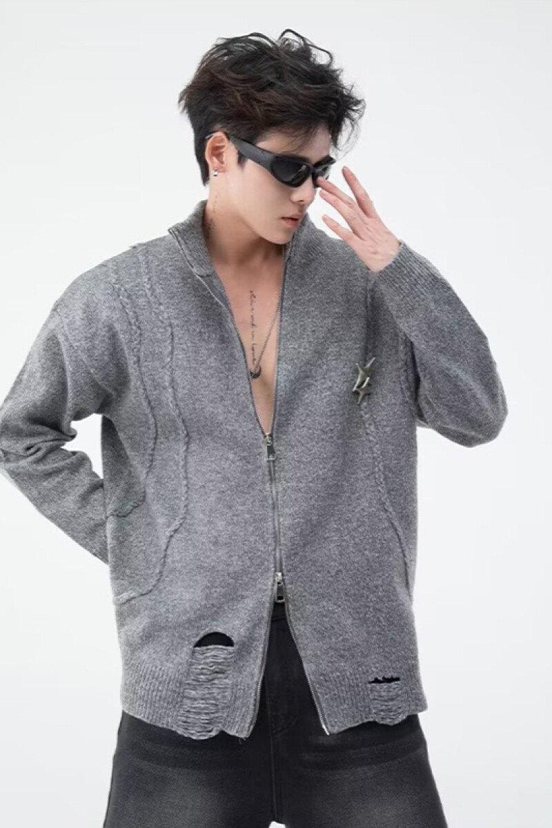 1506/QD430/P49秋冬季美式复古双拉链设计感情侣毛衣开衫外套2,男装针织衫/毛衣,星座1506