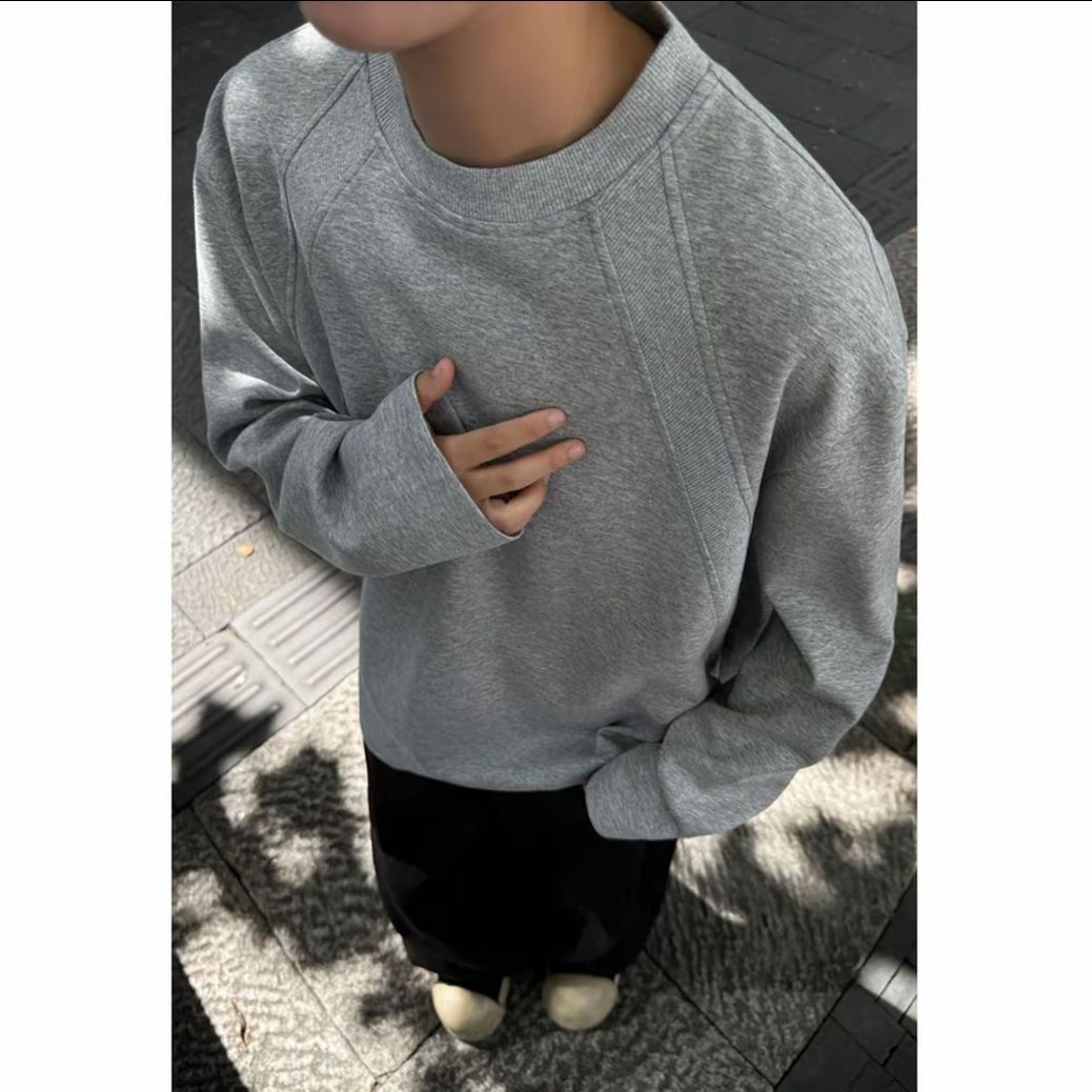 1506/QCX740/P30嘿马七作美式复古夏季男款休闲圆领分割长袖上衣,男装卫衣,星座1506