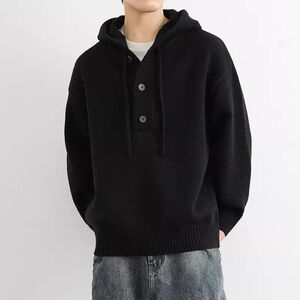 1506/ML1051/P57秋冬连帽加绒毛衣男士半开衫针织衫套头上衣2图片