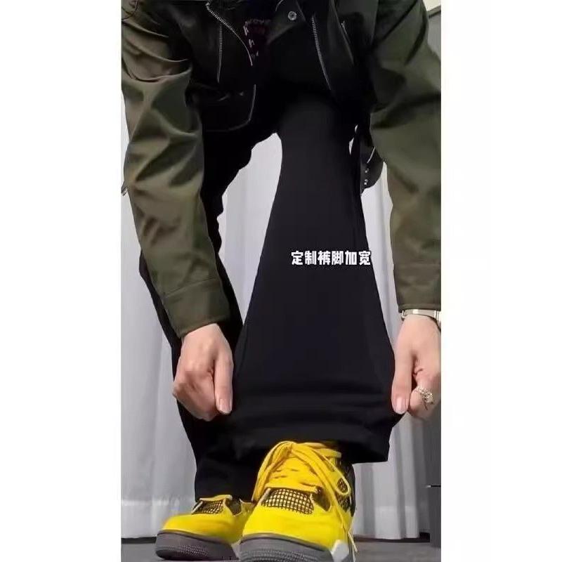 1506/Q9990/P26黑色微喇修身直筒长裤美式高街弯刀休闲裤子1,男装休闲裤,星座1506