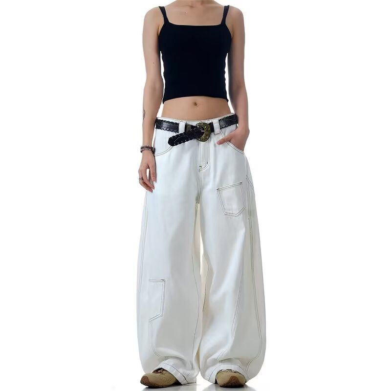 1506/QS41180/P54白色工装裤简约宽松长裤男女款高腰时尚休闲裤，男装工装外套，星座1506