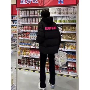 1506/QM2920/P63字母印花棉服男款冬季加厚潮牌棉衣1