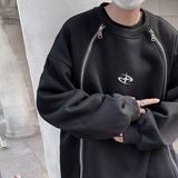 1506/QE420/P46高街设计感金属拉链卫衣男女秋新款宽松圆领长袖，男装卫衣，星座1506