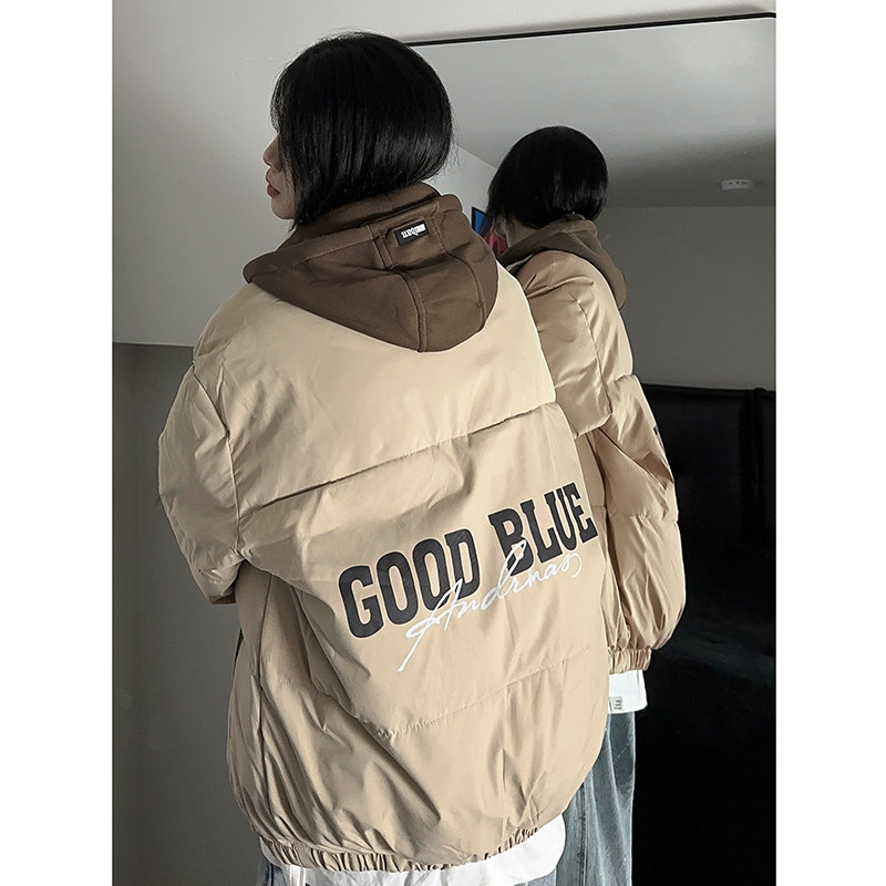 1506/MY106/P75宽松面包服加厚连帽假两件棉衣外套情侣棉服男1,男装棉衣,星座1506