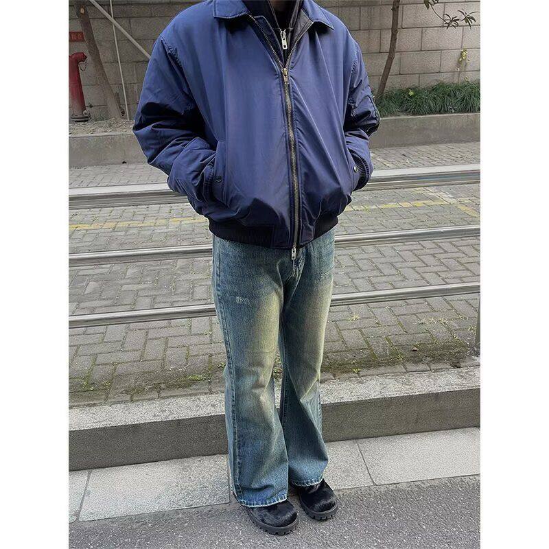 1506/QWT900/P66复古藏青色飞行夹克外套男潮牌翻领短款棒球服,男装夹克,星座1506