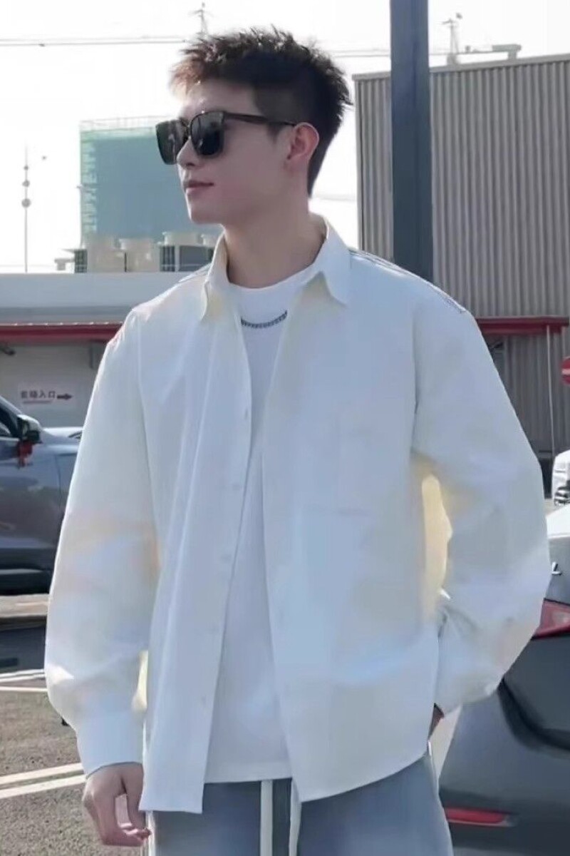 1506/Q40290/P39男装高级感衬衫男长袖条纹拼接衬衣外套oversize,男装衬衫,星座1506