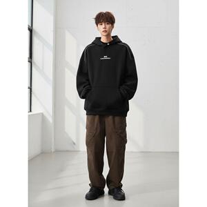 1506/QW29-10/P52月牙印花拼接织带连帽卫衣男女秋季情侣上衣1图片