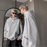 1506/QY230/P48男生白花灰连帽套头卫衣400g秋装青少年休闲宽松，男装卫衣，星座1506
