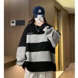 1506/Q88030/P38秋季圆领拼接卫衣女韩版慵懒风套头休闲上衣服潮，男装卫衣，星座1506