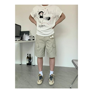 1506/QG330/P47夏季美式短裤男潮牌宽松大码运动休闲五分裤牛仔裤图片