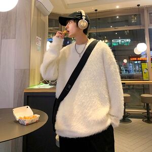 1506/ML0171/P53冬季潮牌水貂毛慵懒风针织衫秋冬款加厚毛衣外套1图片