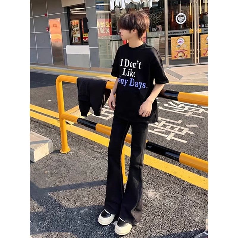 1506/Q10170/P30黑色牛仔裤男夏薄款微喇裤子高街显腿长弯刀裤,男装牛仔裤,星座1506