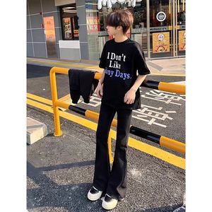 1506/Q10170/P30黑色牛仔裤男夏薄款微喇裤子高街显腿长弯刀裤图片
