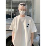 1506/QT4800/P34闪电猫印花重磅短袖t恤男夏季宽松大码男生上衣1，男装T恤，星座1506