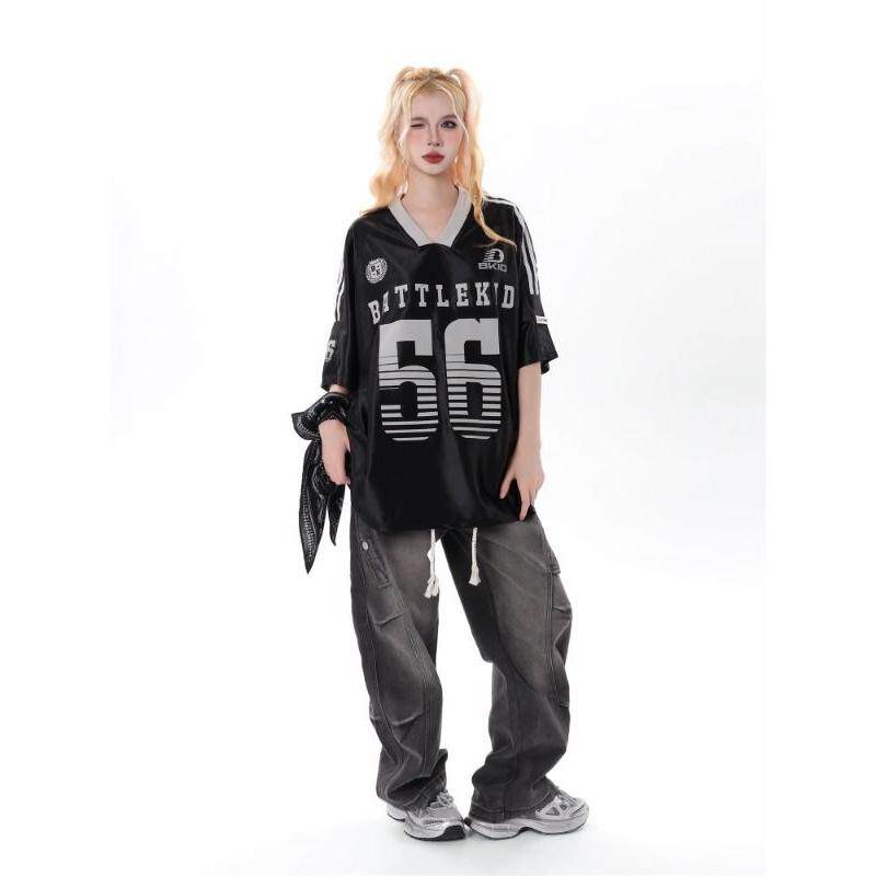 1506/Q212/P50美式撞色V领短袖T恤男女夏宽松运动风情侣装球衣，男装T恤，星座1506