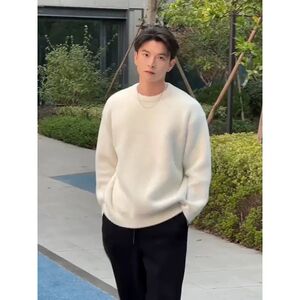 1506/QL0170/P53米白色马海毛软糯毛衣男冬季宽松慵懒风针织衫3图片