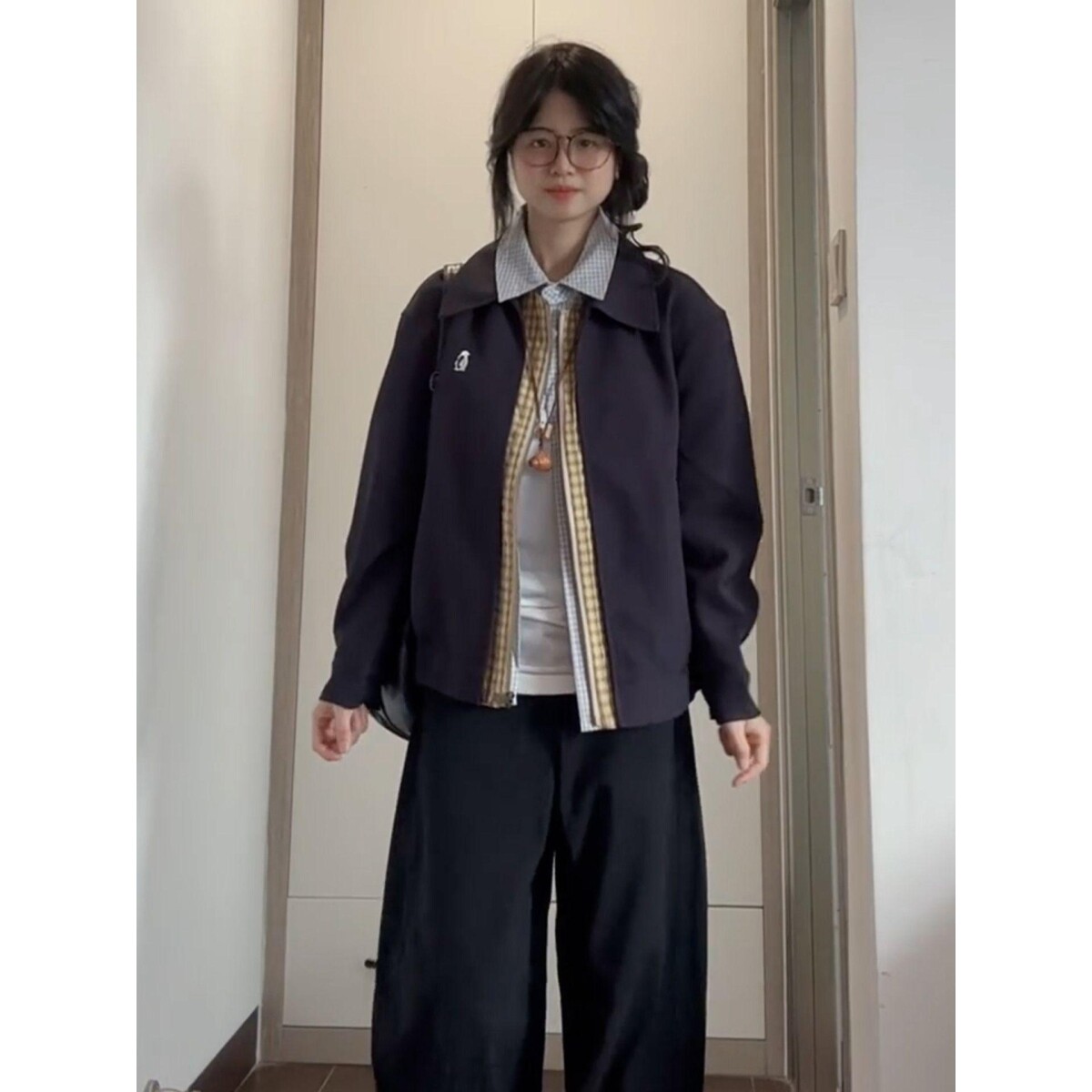 1506/Q68090/P65情侣款拼接格子外套秋百搭高街痞帅男女夹克上衣,男装夹克,星座1506