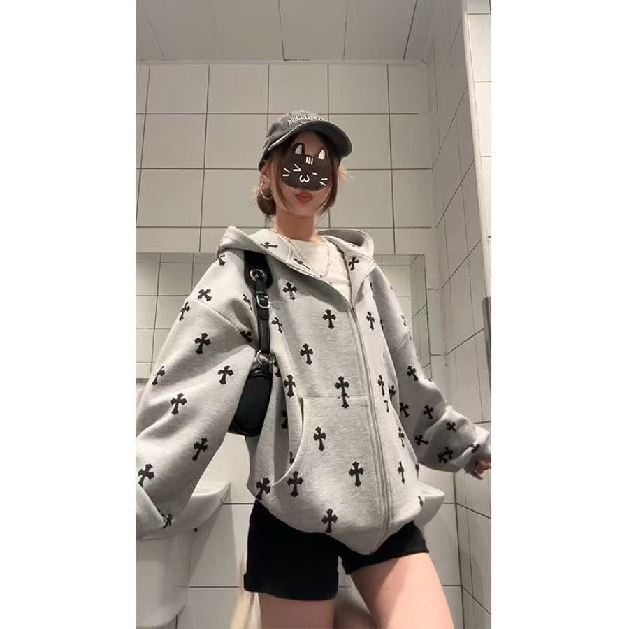 1506/QA10760/P62连帽卫衣女秋冬季宽松韩系小众慵懒潮牌外套潮,女装短外套,星座1506