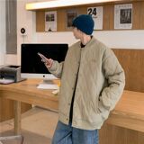 1506/QM80100/P56复古冬季棒球领菱形格情侣加厚棉服男女潮牌1，男装棉衣，星座1506