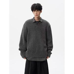 1506/Q50130/P70美式复古麻花毛衣男女情侣慵懒宽松套头针织衫2图片