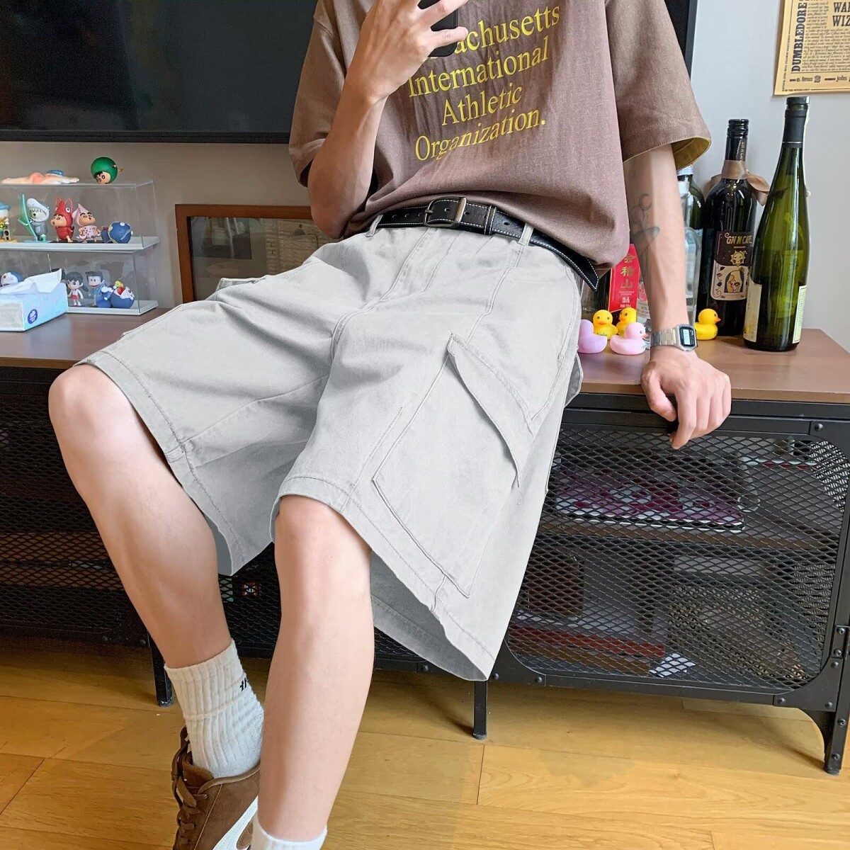 1506/QG330/P47夏季新款美式短裤男潮牌宽松大码运动休闲五分裤子,男装牛仔裤,星座1506