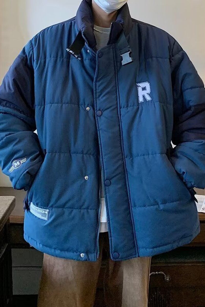 1506/Q5220/P82冬季潮牌宽松立领拼色棉服男女外套1,男装棉衣,星座1506