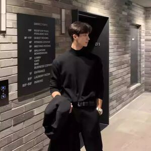 1506/QCT030/P20半高领t恤潮男高端双面德绒长袖小香风打底衫2图片