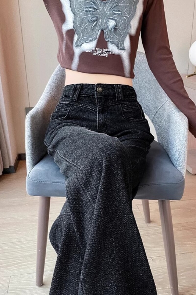 1506/QG350/P43高腰阔腿牛仔裤女秋冬新款显瘦宽松直筒裤子2,男装牛仔裤,星座1506