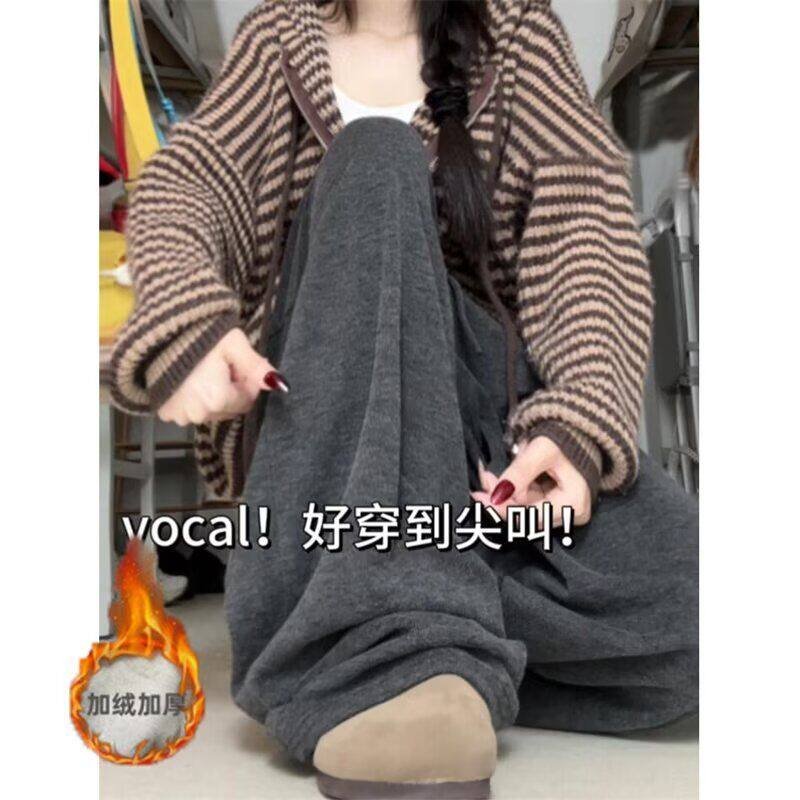 1506/QC31200/P48大码咖色糯米裤女款秋冬新款阔腿休闲裤2图片