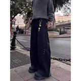 1506/QK1430/P53高级弯刀西裤拼接铆钉休闲裤男女垂坠感拖地裤子1，男装西裤，星座1506