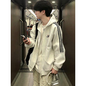 1506/QW1200/P52新款卫衣港风宽松简约连帽卫衣开衫男女同款2图片
