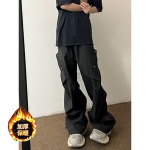 1506/QL150/P46工装伞兵裤男生新款秋冬季潮牌宽松直筒休闲裤子1,183胖子穿搭男生春装图片