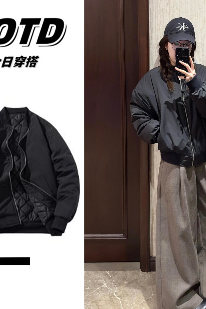 1506/Q7770/P69【可压图】飞行员夹克棉服女冬廓形棒球服外套棉衣,男装夹克,星座1506