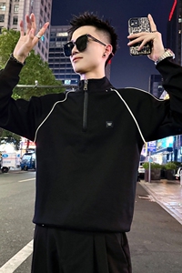 1506/QW1280/P47潮牌青少年秋季新款半高领拉链卫衣2图片
