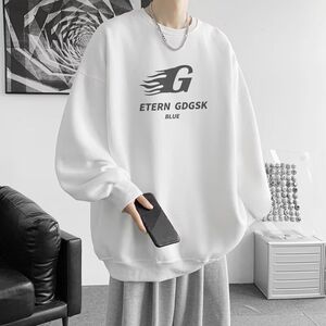 1506/QR50990/P39复古字母拼色长袖卫衣男冬季新款加绒宽松上衣图片