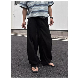 1506/QAK700/P44直筒休闲裤男弯刀裤大码宽松阔腿裤潮牌嘻哈图片