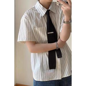 1506/QC1630/P35复古衬衫男夏装港风学生趣味新款男装上衣外穿图片