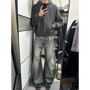 1506/QA1210/P57男女秋季高街痞帅宽松廓形设计感弯刀裤子1图片