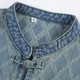 1506/JA0881/P76新中式盘扣牛仔外套菱格风复古衬衫刺绣夹克男，男装工装外套，星座1506