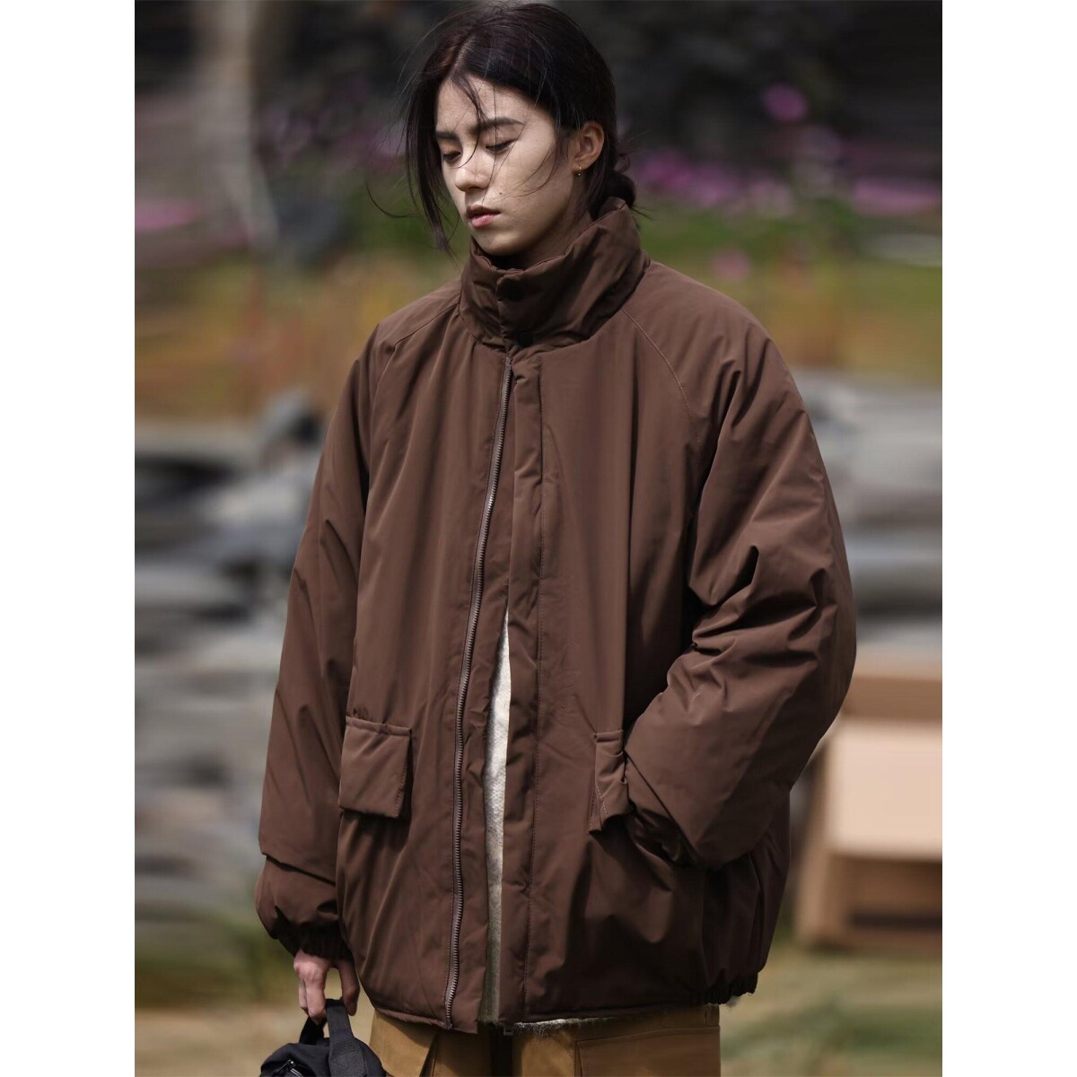 1506/Q5350/P70日系冬季美拉德竖条纹棉衣男女复古棉袄外套1图片