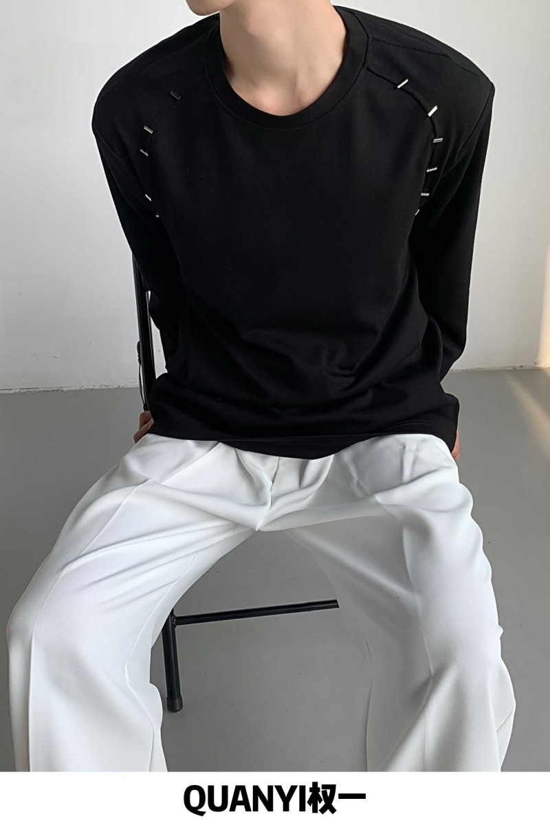 1506/Q42270/P47新疆长绒棉净色短袖男拼接小打枣刺绣插肩袖，男装T恤，星座1506