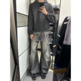1506/QA1210/P57男女秋季高街痞帅宽松廓形设计感弯刀裤子1，男装休闲裤，星座1506