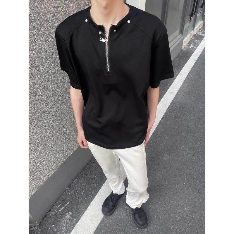 1506/QT8630/P37夏天肌理立领半拉链卫衣男宽松重磅休闲长袖T恤,男装卫衣,星座1506