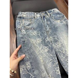 1506/Q21440/P44潮牌水洗直筒休闲裤宽松痞帅微喇裤1图片