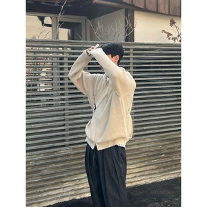 1506/QD5730/P56新款开衫毛衣复古休闲V领针织衫男纯色外套潮1图片