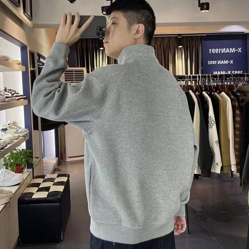 1506/QJA1600/P42肌理感重磅加绒半拉链卫衣男春秋新款外套上衣1,女装短外套,星座1506