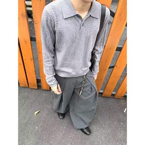 1506/Q5130/P61秋冬新款开衫毛衣休闲慵懒风V领针织衫男纯色图片