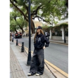 1506/QA2340/P54新款美式街头连帽卫衣外套开衫男女复古短款上衣2，女装短外套，星座1506
