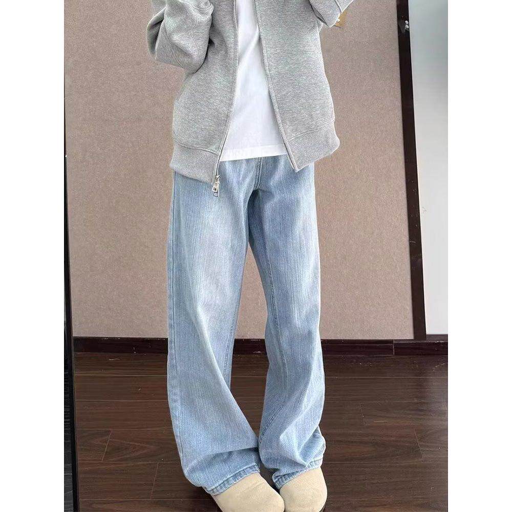 1506/QT89080/P51裤背中线直筒牛仔裤宽松阔腿百搭长裤男女2,男装牛仔裤,星座1506