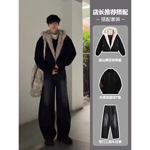 1506/Q86130/P90潮座山雕毛绒连帽棉服男女2025冬季加厚棉衣图片